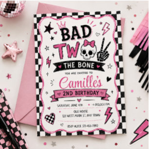 Schlecht bis auf die Knochen Rosa Punk Gothik-Schä Einladung