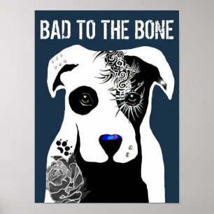 Schlecht gegen die Bone Pit Bullen Hundetattowieru Poster
