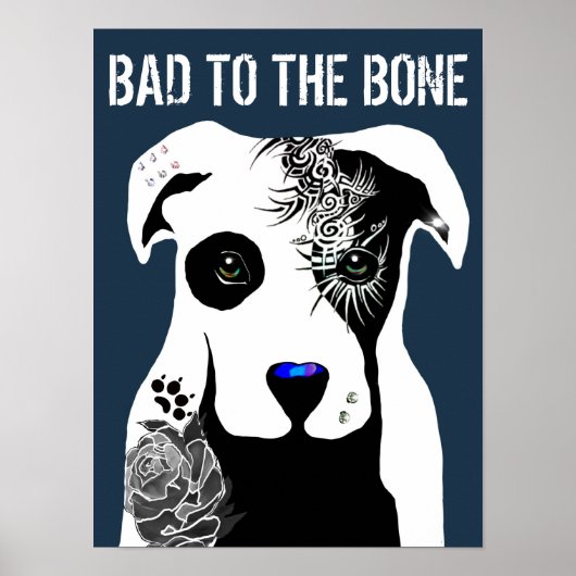 Schlecht gegen die Bone Pit Bullen Hundetattowieru Poster (Vorne)