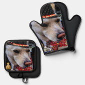 Schlecht vor dem Knochen Ofenhandschuh & Topflappen-Set (Vorderseite/Rückseite)