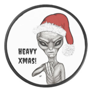 Schlechte Alien, schwere Weihnachten! Eishockey Puck
