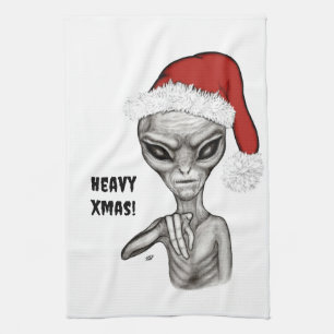 Schlechte Alien, schwere Weihnachten! Geschirrtuch