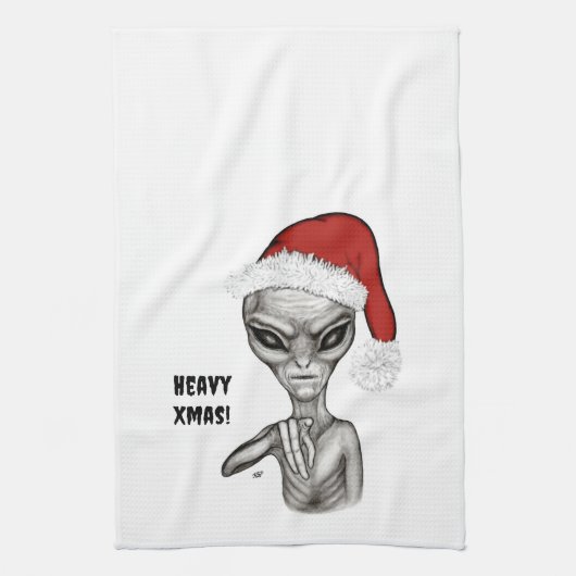Schlechte Alien, schwere Weihnachten! Geschirrtuch (Vertikal)