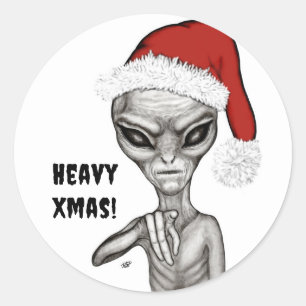Schlechte Alien, schwere Weihnachten! Runder Aufkleber