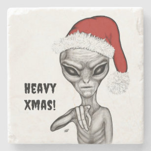Schlechte Alien, schwere Weihnachten! Steinuntersetzer