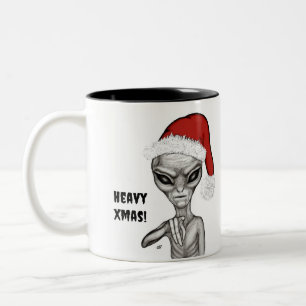 Schlechte Alien, schwere Weihnachten! Zweifarbige Tasse