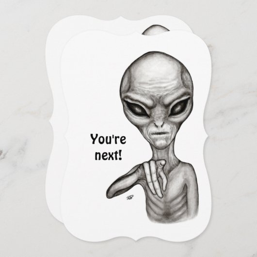 Schlechte Alien, Sie sind als Nächstes dran! Einla Einladung (Vorne/Hinten)