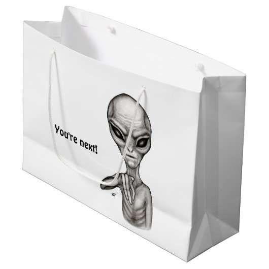 Schlechte Alien, Sie sind als Nächstes dran! Große Geschenktüte (Vorderseite Schrägansicht)