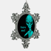 Schlechte Alien, Sie sind als Nächstes dran! Schneeflocken Zinn-Ornament (Links)