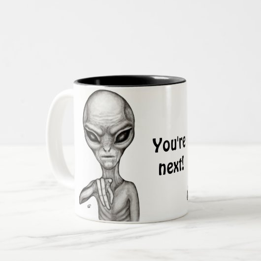 Schlechte Alien, Sie sind als Nächstes dran! Zweifarbige Tasse (Vorderseite Links)