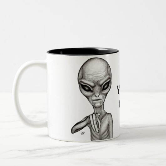 Schlechte Alien, Sie sind als Nächstes dran! Zweifarbige Tasse (Links)