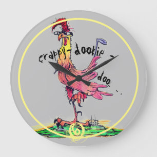 Schlechte Attitude-Rooster, der keinen Crappy gibt Große Wanduhr
