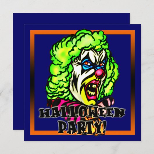 Schlechte Clown-Halloween-Party-Einladung Einladung (Vorne/Hinten)