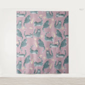 Schlechte graue Katzen klopfen über das Muster Wandteppich (Vorderseite)