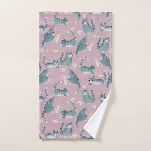 Schlechte graue Tabbattacke klopfen über Badhandtuch Set (Handtuch)