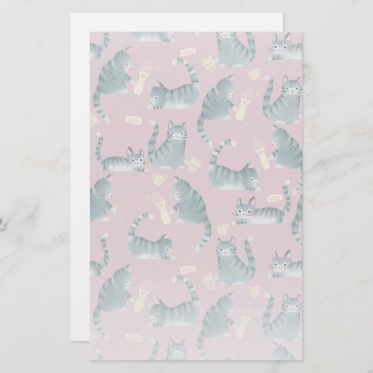 Schlechte graue Tabbattacke klopfen über Briefpapier (Vorne/Hinten)