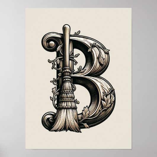 Schlechte Hexe Hexenbesen Brief B Benutzerdefinier Poster (Vorne)