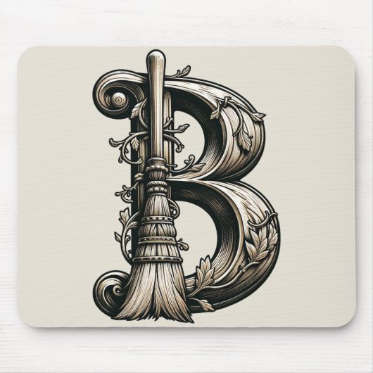 Schlechte Hexe Witchy Besen Buchstabe B Benutzerde Mousepad (Vorne)