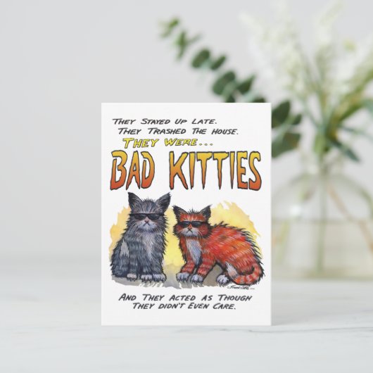 Schlechte Kätzchen Postkarte (Stehend Vorderseite)