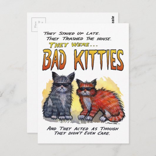 Schlechte Kätzchen Postkarte (Vorne/Hinten)