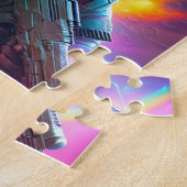 Schlechte Katze mit Schusswaffe, futuristische Kat Puzzle (Seite)