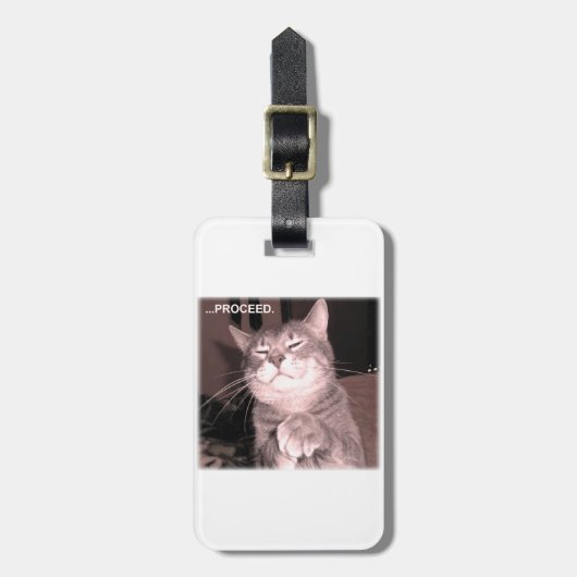 Schlechte Katze sagt fortfahren mit dem Rahmenplan Gepäckanhänger (Vorderseite vertikal)