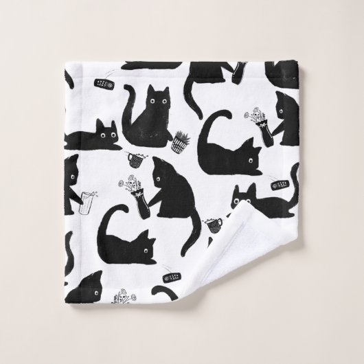 Schlechte Katzen klopfen über Badhandtuch Set (Waschlappen)