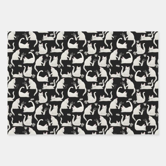 Schlechte Katzen klopfen über das Muster Geschenkpapier Set (Vorderseite 3)