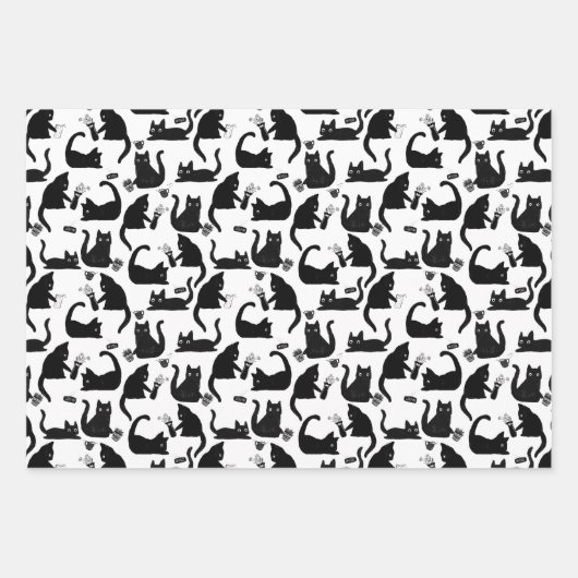 Schlechte Katzen klopfen über das Muster Geschenkpapier Set (Vorderseite)