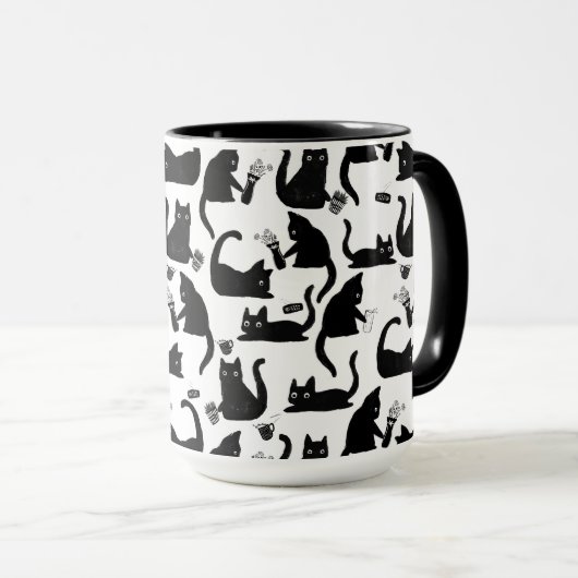 Schlechte Katzen klopfen über Tasse (VorderseiteRechts)