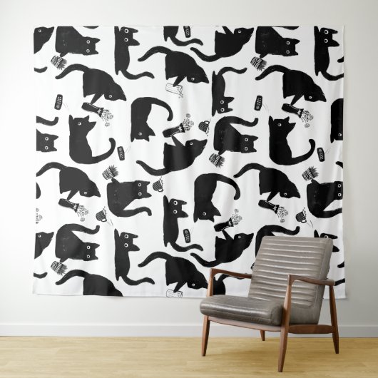 Schlechte Katzen klopfen über Wandteppich (Beispiel (Horizontal))