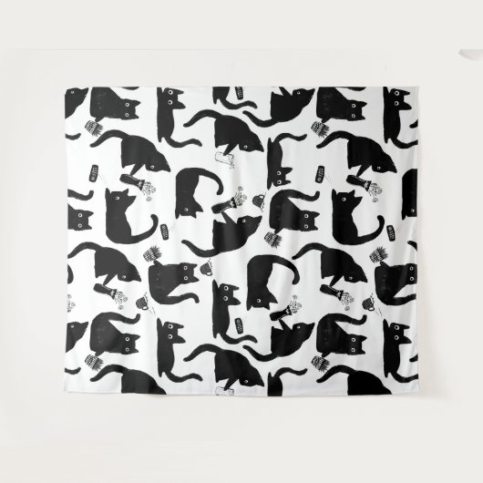 Schlechte Katzen klopfen über Wandteppich (Vorderseite (Horizontal))