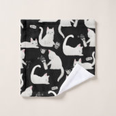 Schlechte Katzen klopfen vorbei, weiße Katzen auf Badhandtuch Set (Waschlappen)