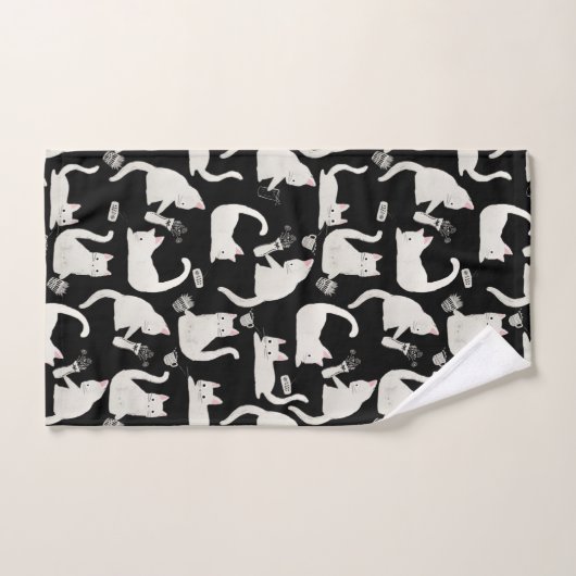 Schlechte Katzen klopfen vorbei, weiße Katzen auf Badhandtuch Set (Handtuch)