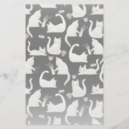 Schlechte Katzen klopfen vorbei, weiße Katzen auf  Briefpapier