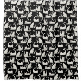 Schlechte Katzen klopfen vorbei, weiße Katzen auf Duschvorhang (Vorderseite)