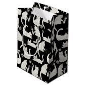 Schlechte Katzen klopfen vorbei, weiße Katzen auf Mittlere Geschenktüte (Rückseite Schrägansicht)