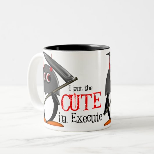 Schlechte Penguin™ niedliche Scharfrichter-Tasse Zweifarbige Tasse (Vorderseite Links)