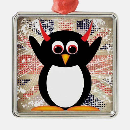 Schlechte Penguin™ Verzierung Silbernes Ornament (Vorne)