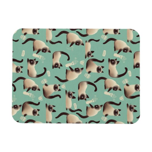 Schlechte siamesische Katzen klopfen über Magnet (Horizontal)