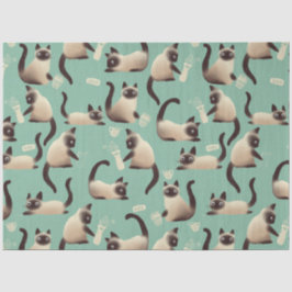 Schlechte siamesische Katzen klopfen über Seidenpapier