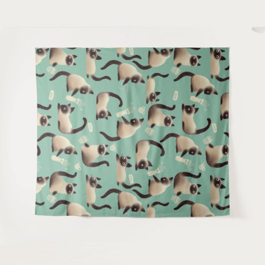 Schlechte siamesische Katzen klopfen über Wandteppich (Vorderseite (Horizontal))