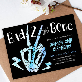 Schlechte TWO the Bone Boys Rad zweiten Geburtstag Einladung