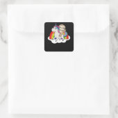 Schlechte Unicorn Rainbow Animals Unicorns Quadratischer Aufkleber (Tasche)