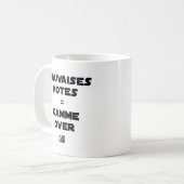 SCHLECHTE VERMERKE = over-GAMME - Wortspiele Kaffeetasse (Vorderseite Links)