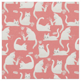 Schlechte weiße Katzen klopfen an. Stoff