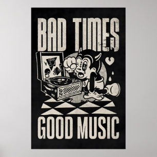 Schlechte Zeiten Gute Musik Japanischer Abstrakter Poster