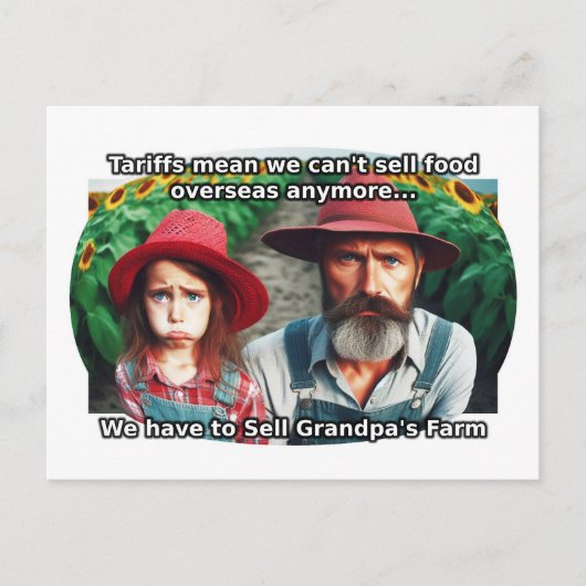 Schlechte Zolltarife Sad Bauern Postkarte (Vorderseite)