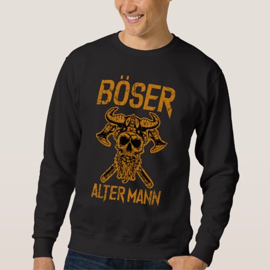 Schlechter alter Mann Schädel Viking Valhalla Sweatshirt (Vorderseite)