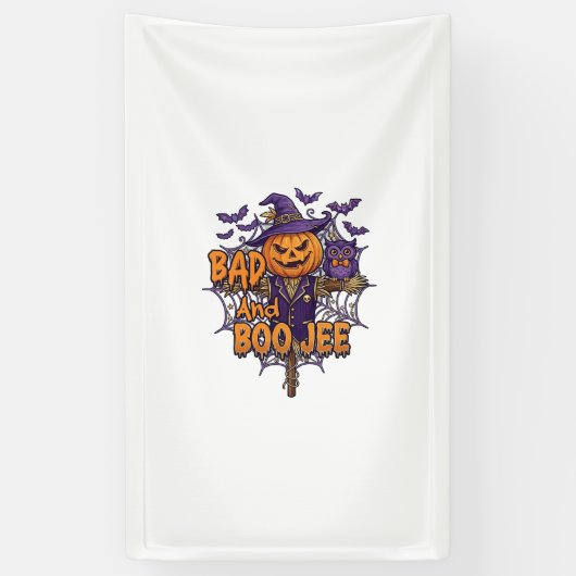 Schlechter Boo Jee Kürbis Vogelscheuche Lila Eule Banner (Vertikal)